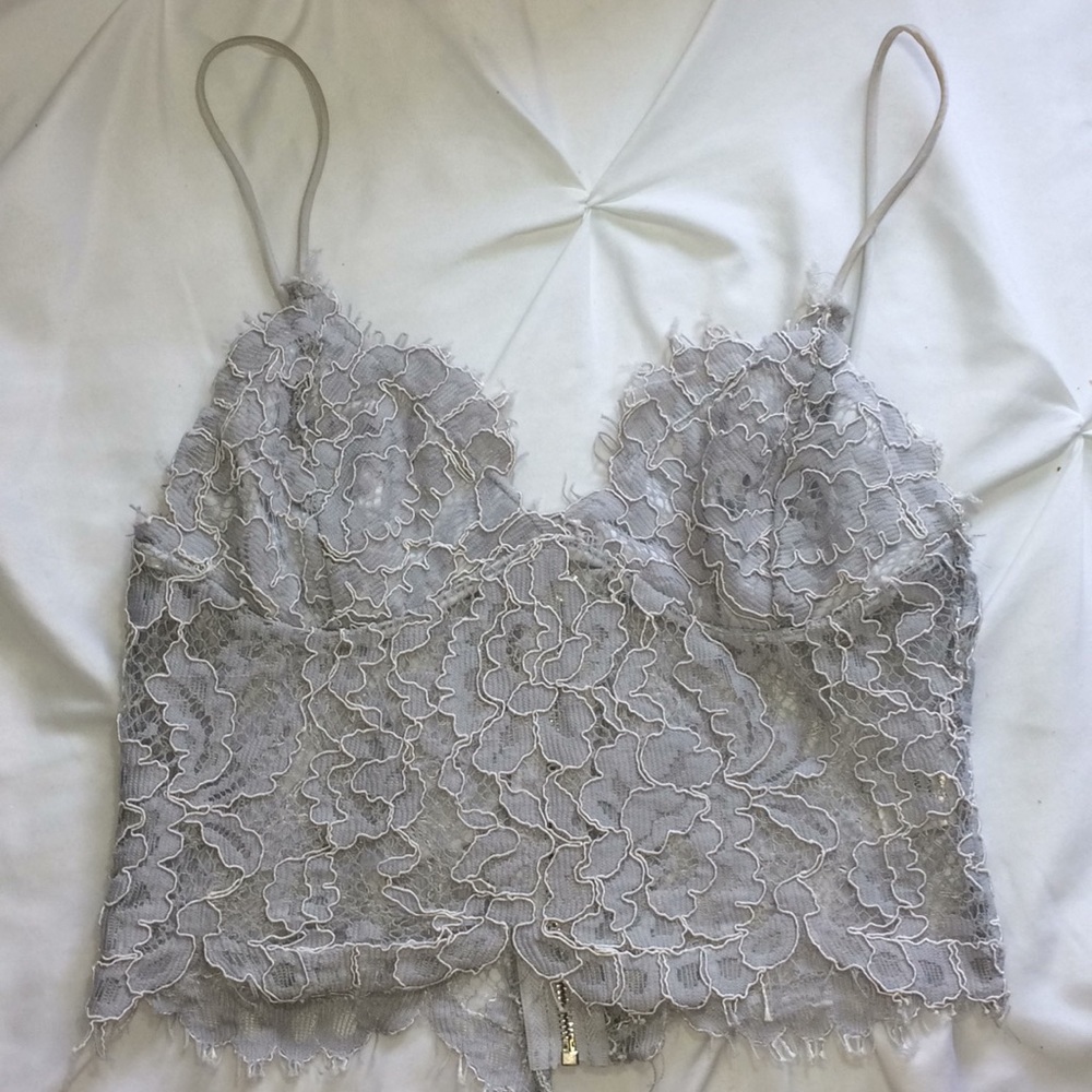 Blue- Gray floral Crop Top